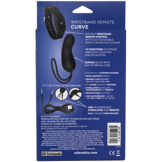 Виброяйцо Wristband Remote Curve
